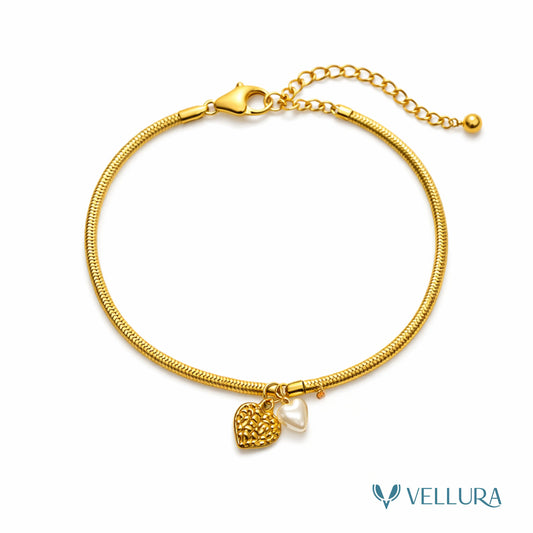 Gold Heart Charm Bracelet
