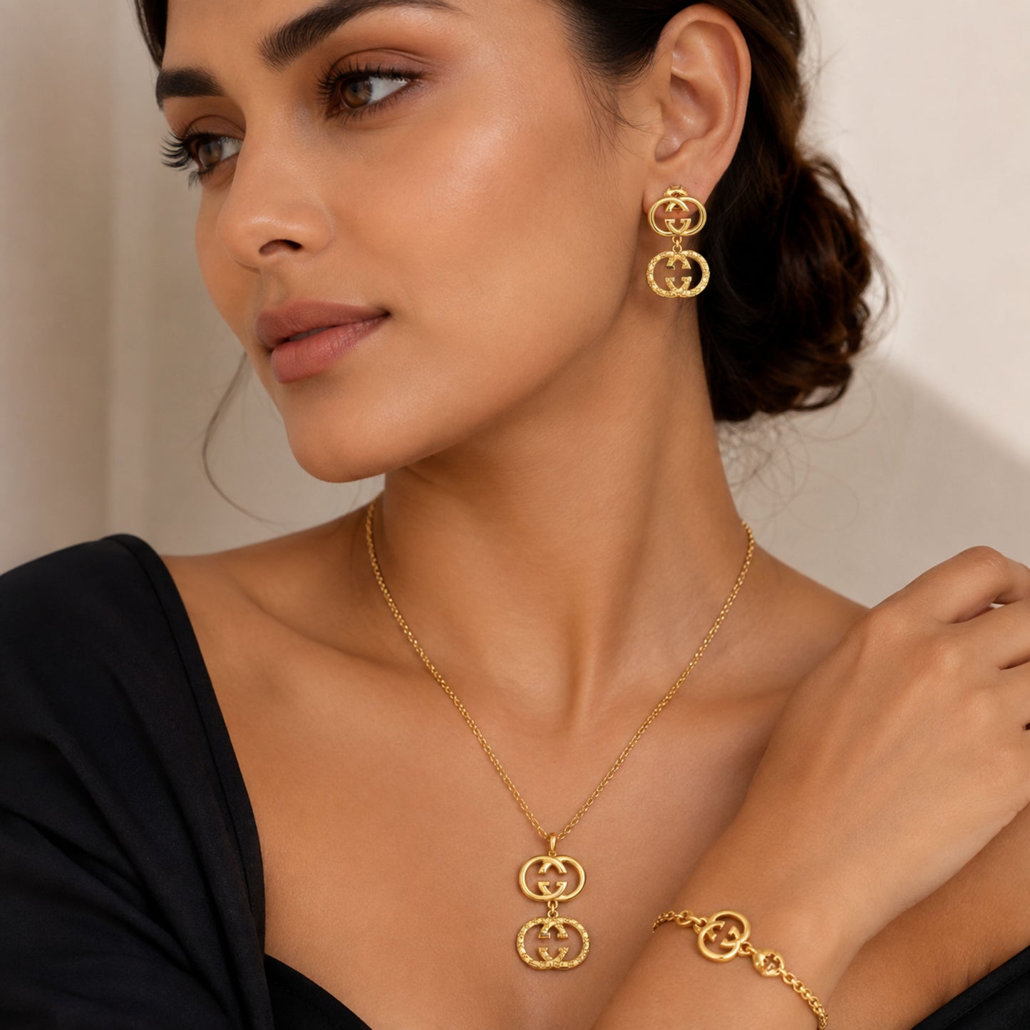 GG Inspired Necklace Set with Earrings Set