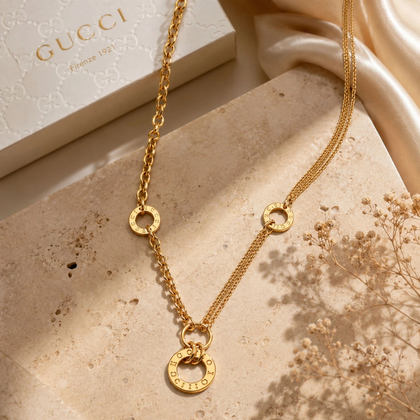 Gucci Inspired Circle Pendant Necklace