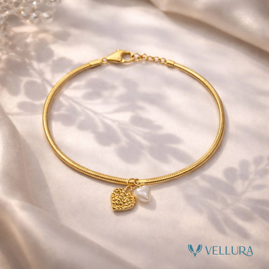 Gold Heart Charm Bracelet