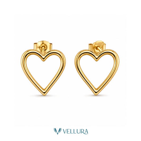 Gold Open Heart Stud Earrings