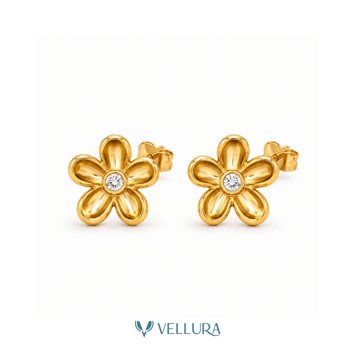 Gold Floral Stud Earrings