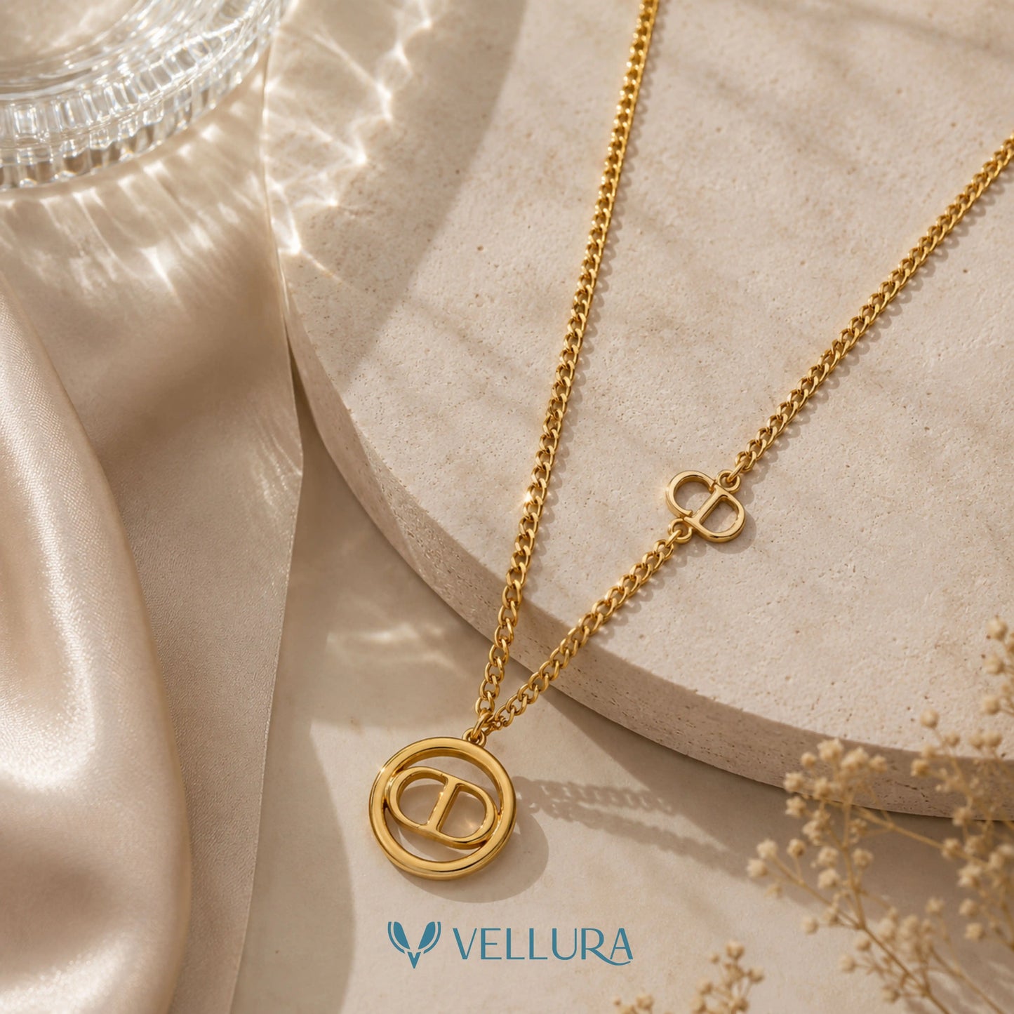CD Inspired Round Pendant Necklace