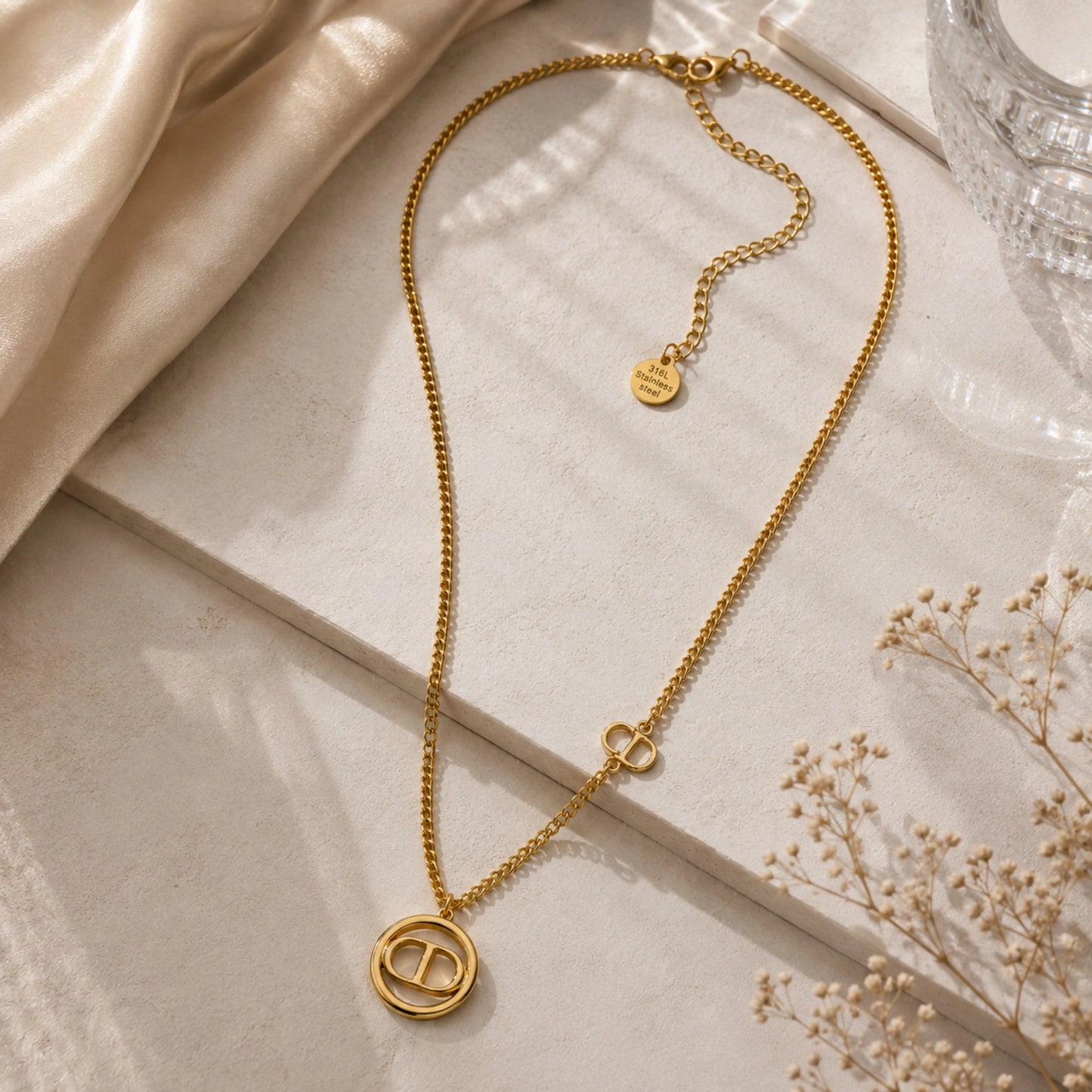 CD Inspired Round Pendant Necklace