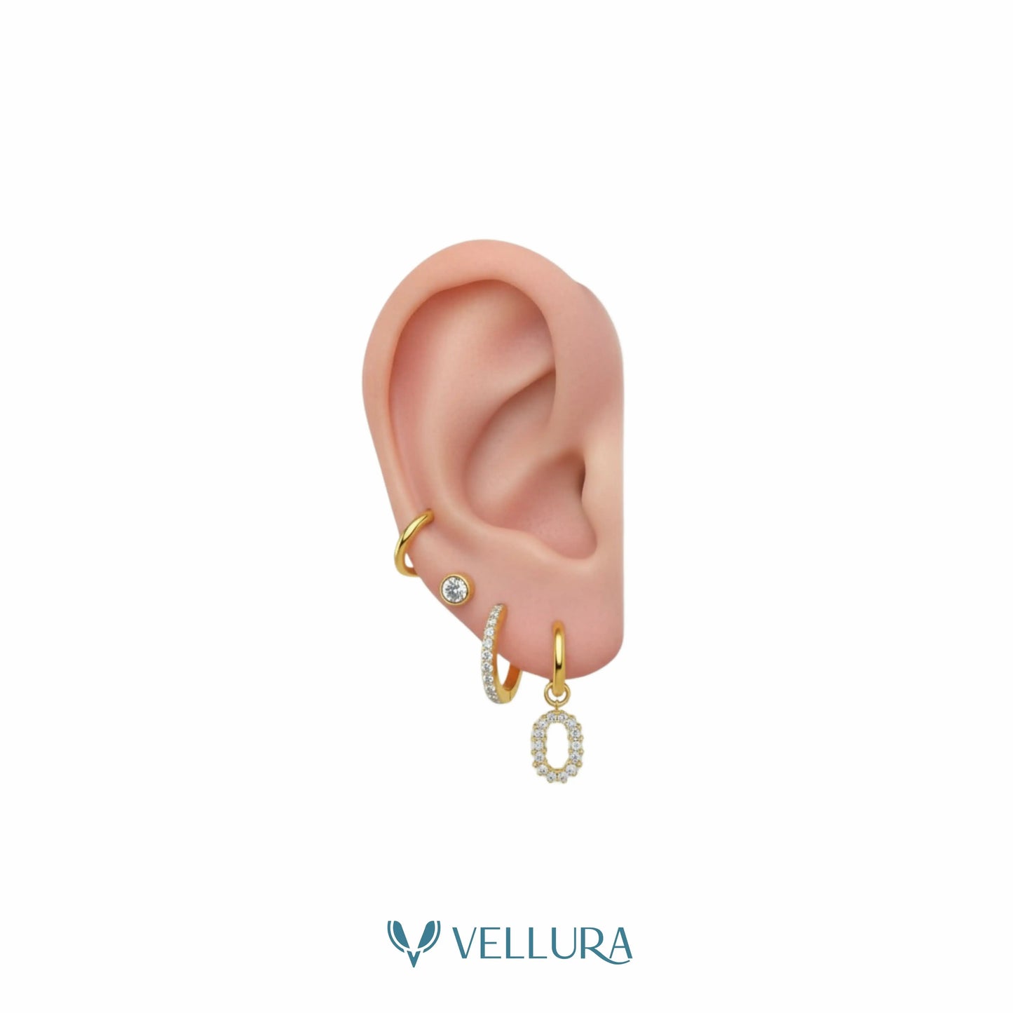 Hoop Earring Combo Set with Studs & Crystal Dangles