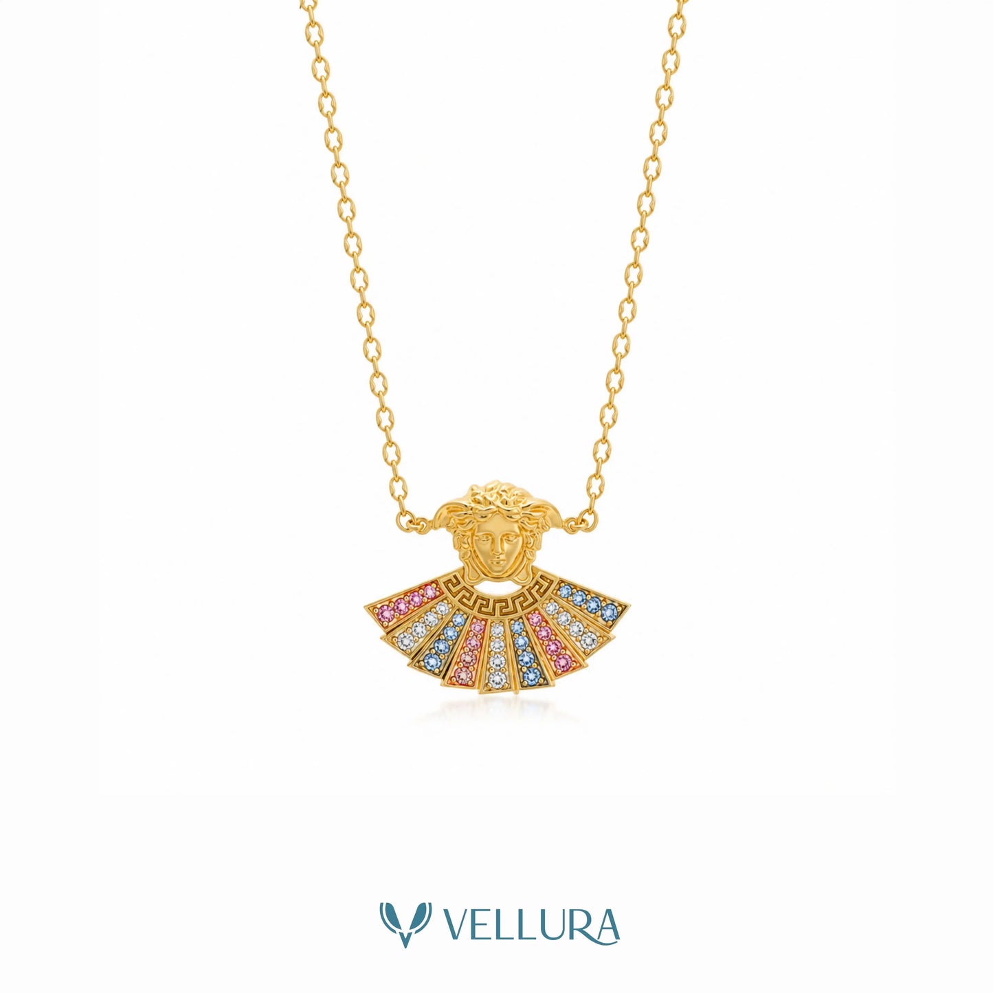 Medusa Studded Inspired Pendant Necklace