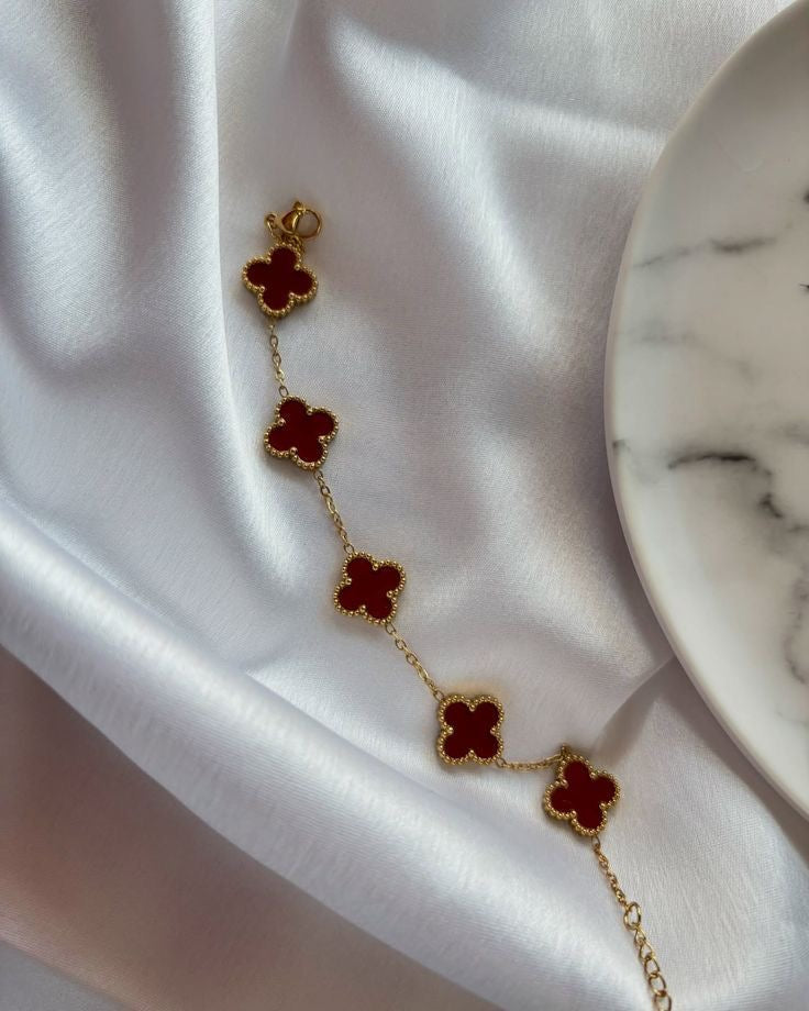 Red Quatrefoil Bracelet