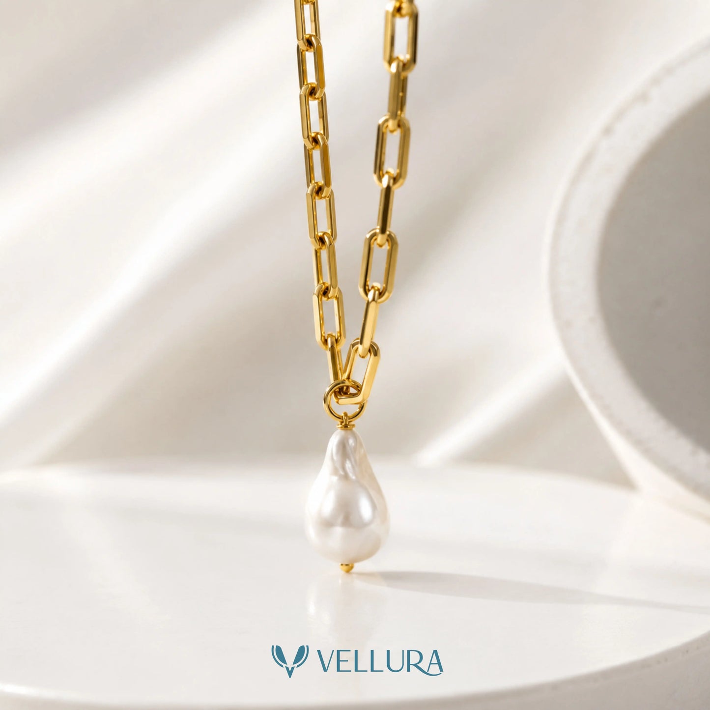 Pearl Drop Chain Necklace