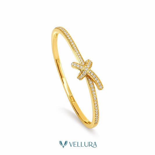 Gold Plated Studded Bow Bracelet