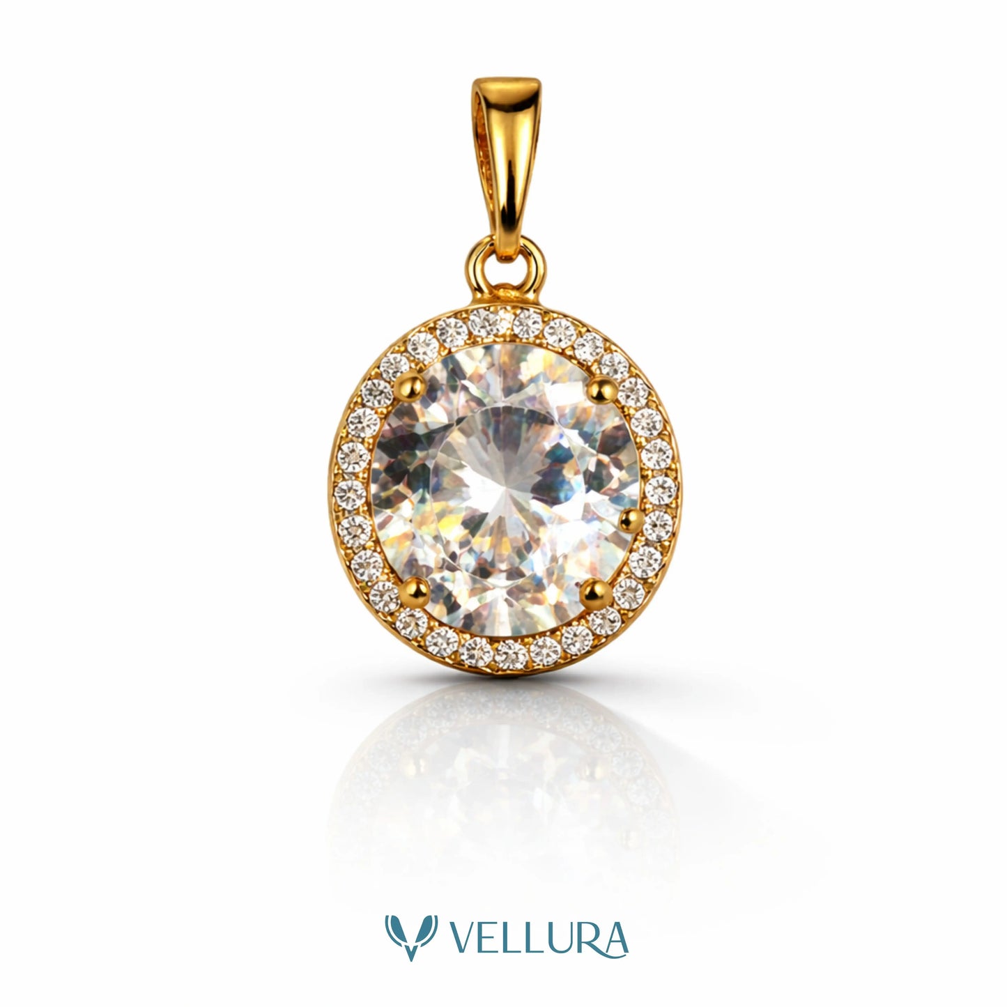 Round Halo With Swarovski Stones