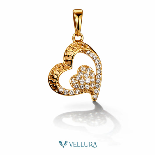 Double Heart Pendant With Swarovski Stones