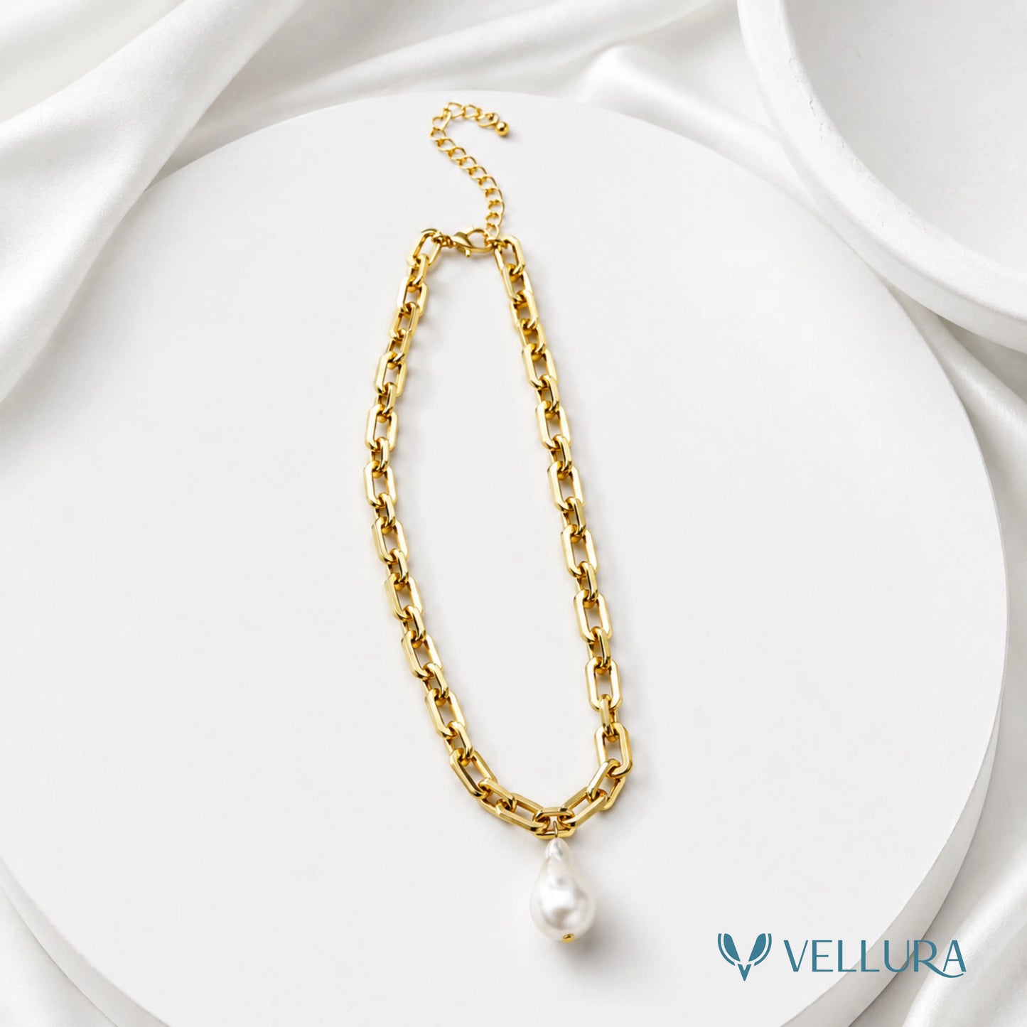 Pearl Drop Chain Necklace