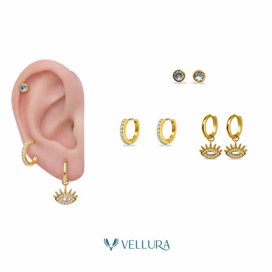 Evil Eye Earring Combo Set with Studs & Hoops