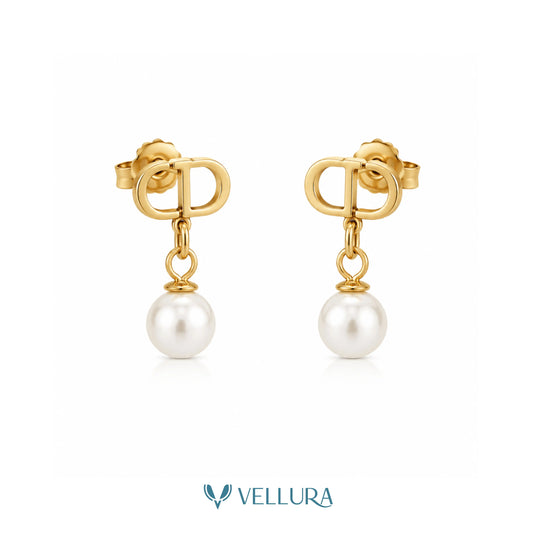 CD Inspired Pearl Drop Earrings