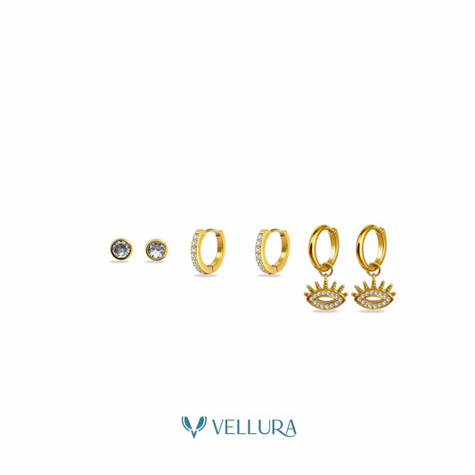 Evil Eye Earring Combo Set with Studs & Hoops