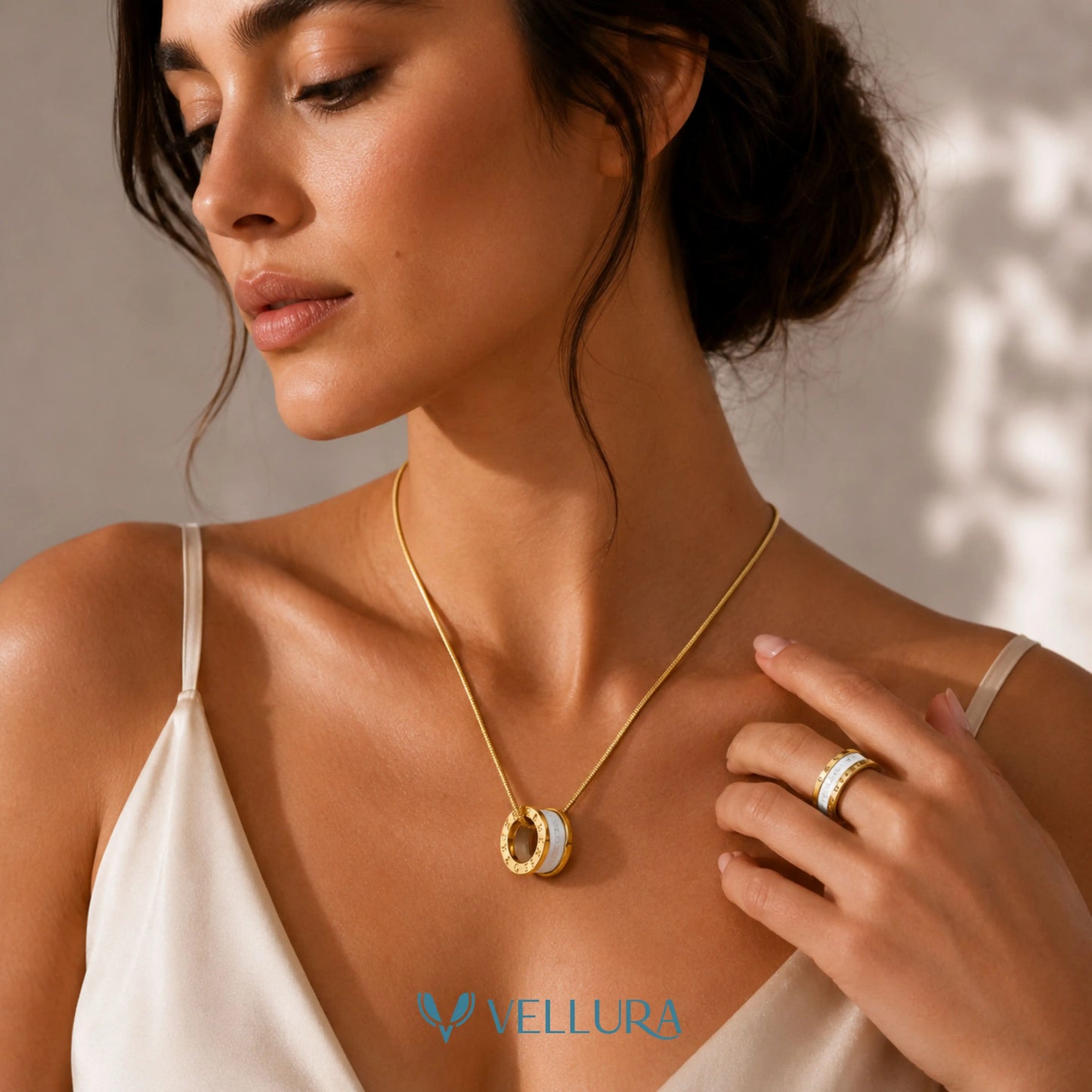 BVLGARI Inspired Ring Pendant Necklace