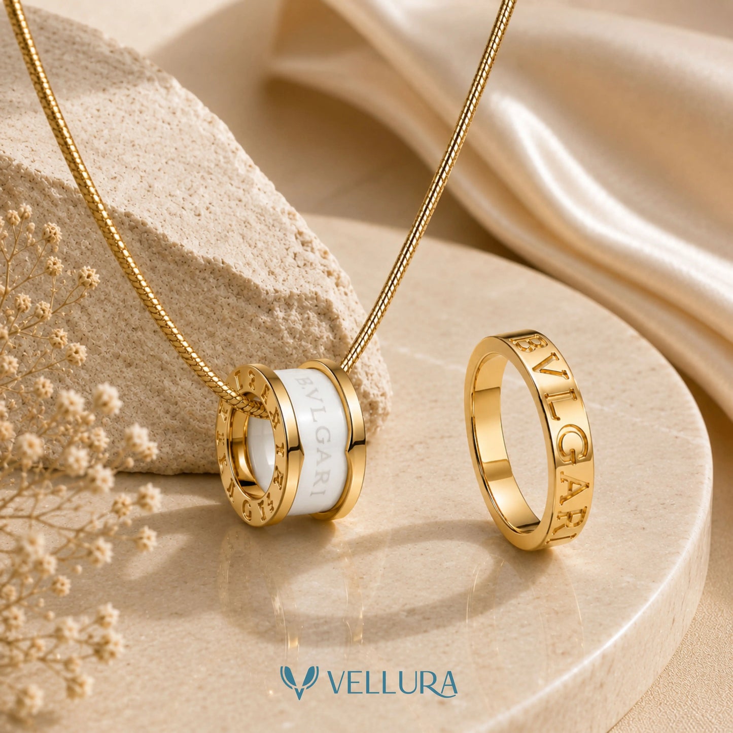 BVLGARI Inspired Ring Pendant Necklace