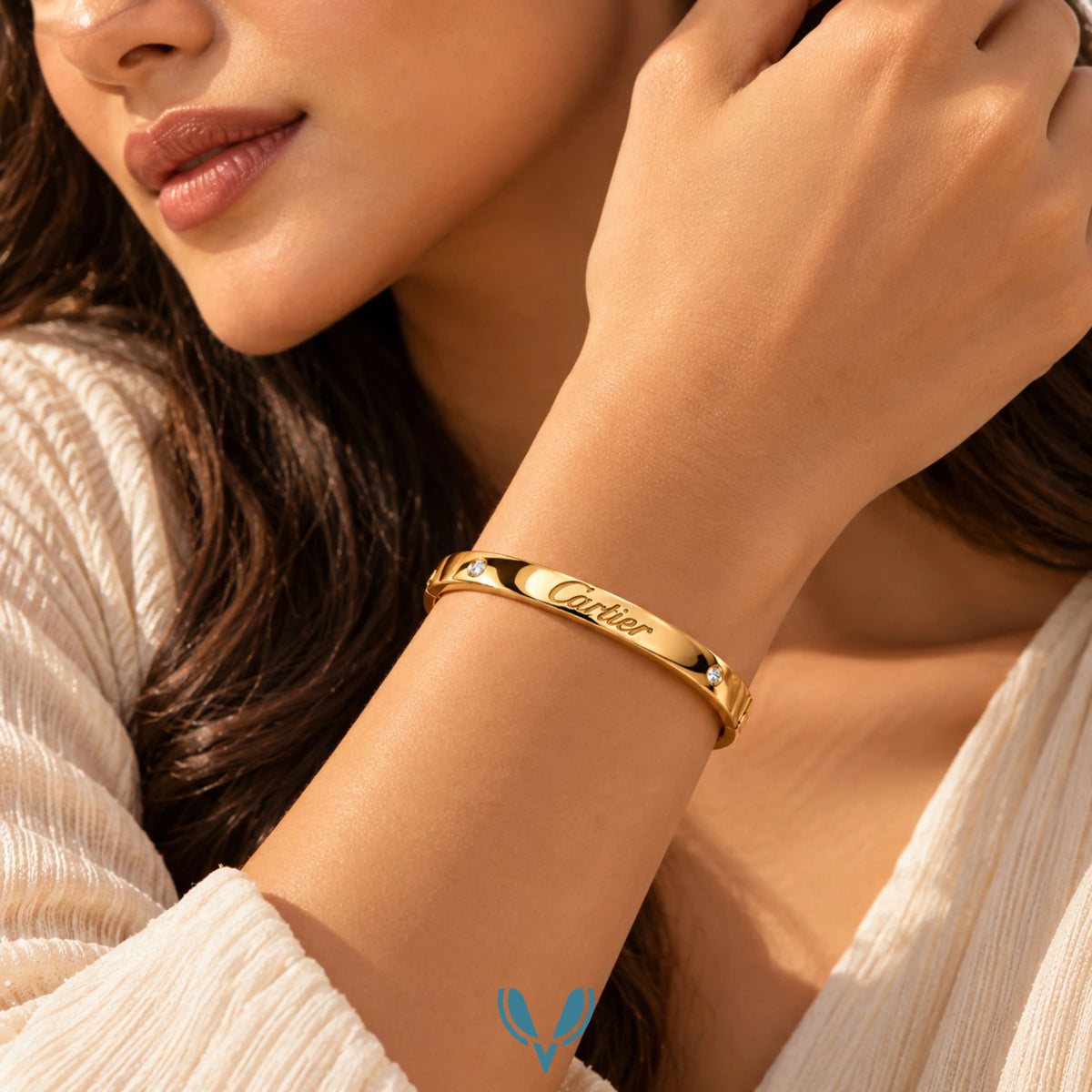 Cartier Inspired CZ Bangle Bracelet