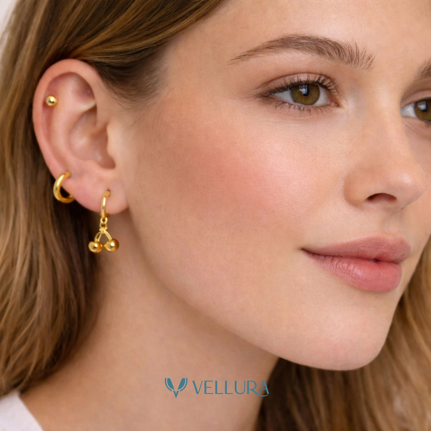 Cherry Earring Combo Set with Studs & Hoop Charms
