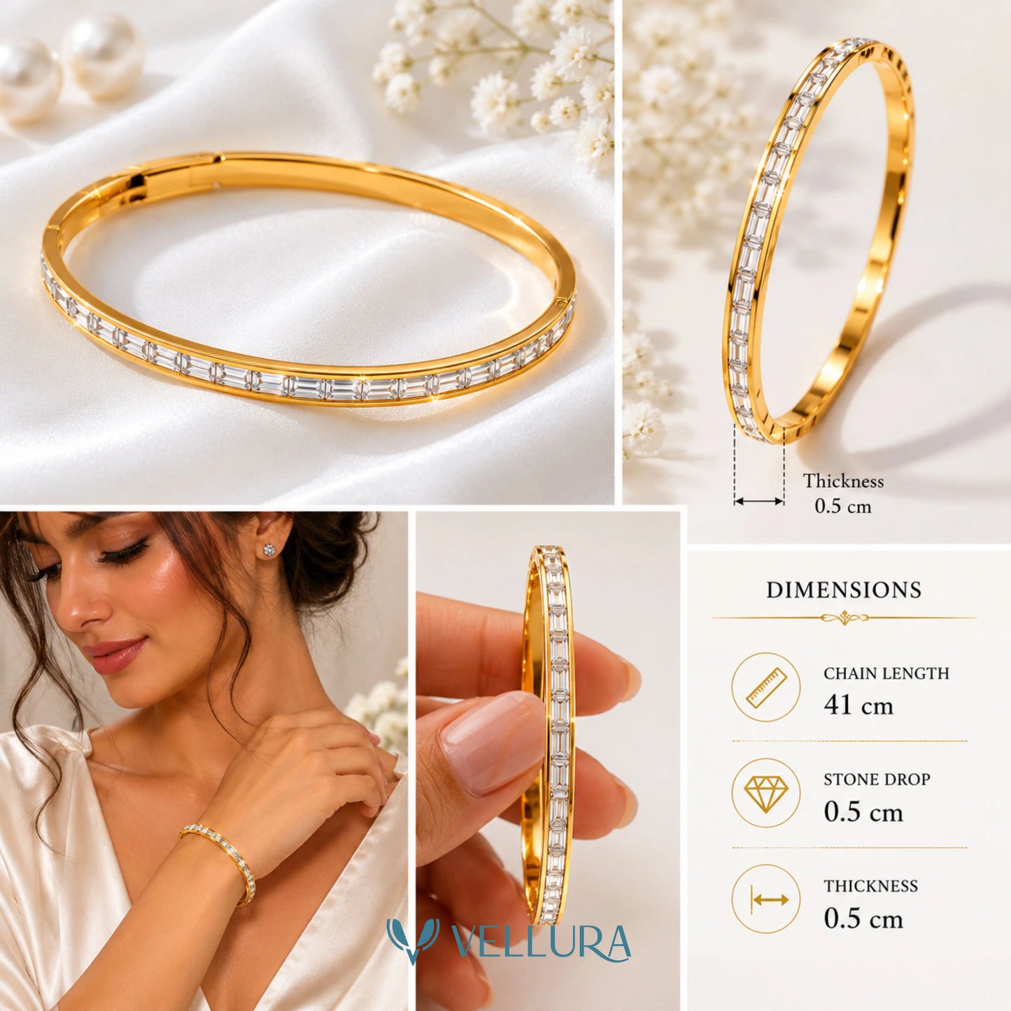 Crystal Tennis Bangle Bracelet