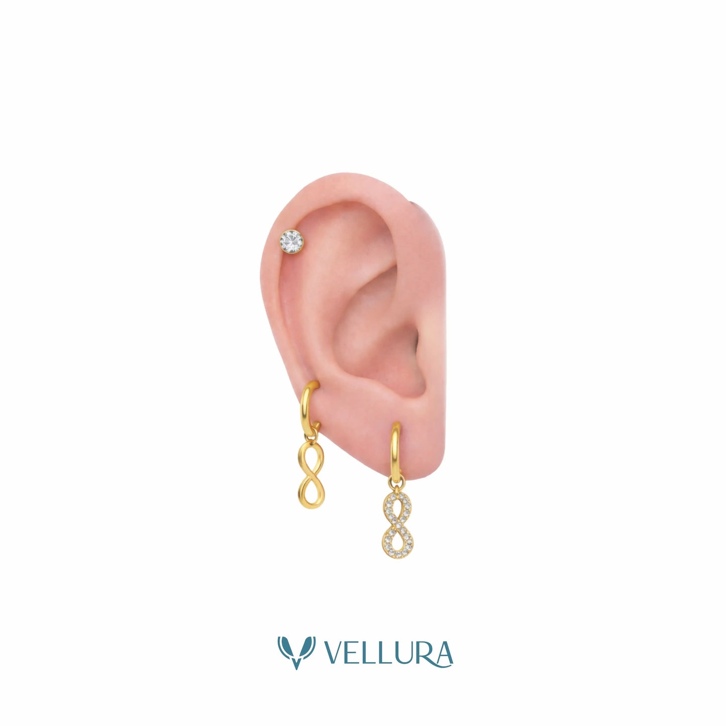 Infinity Earring Combo Set with Studs & Hoop Charms