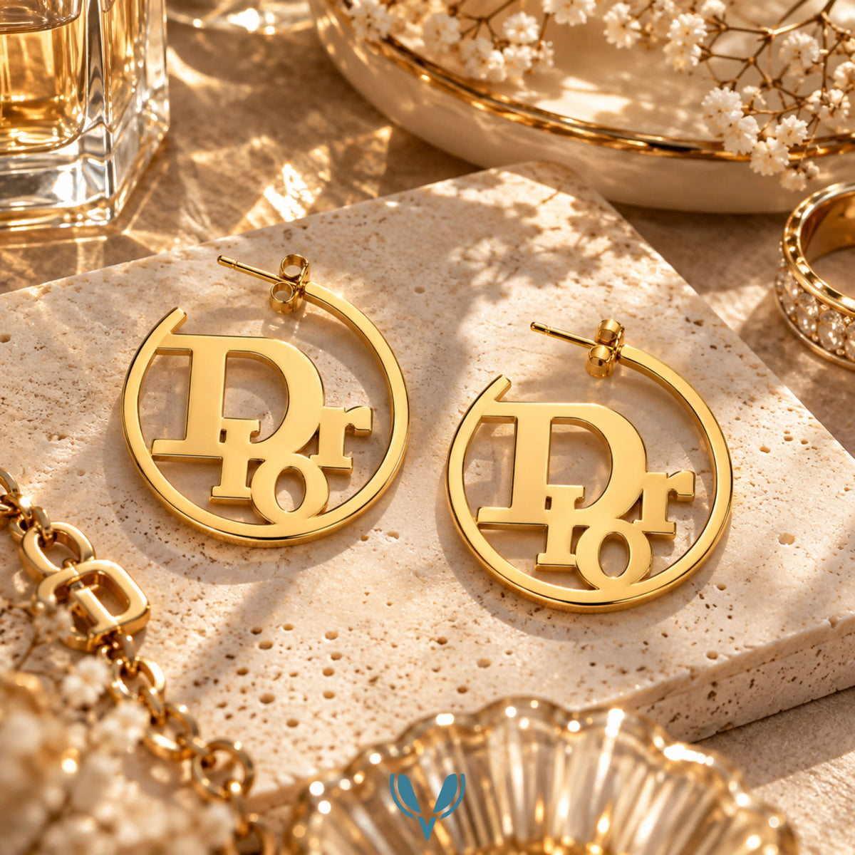 Gold Monogram Hoop Earrings