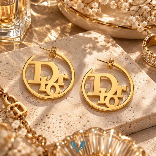 Gold Monogram Hoop Earrings
