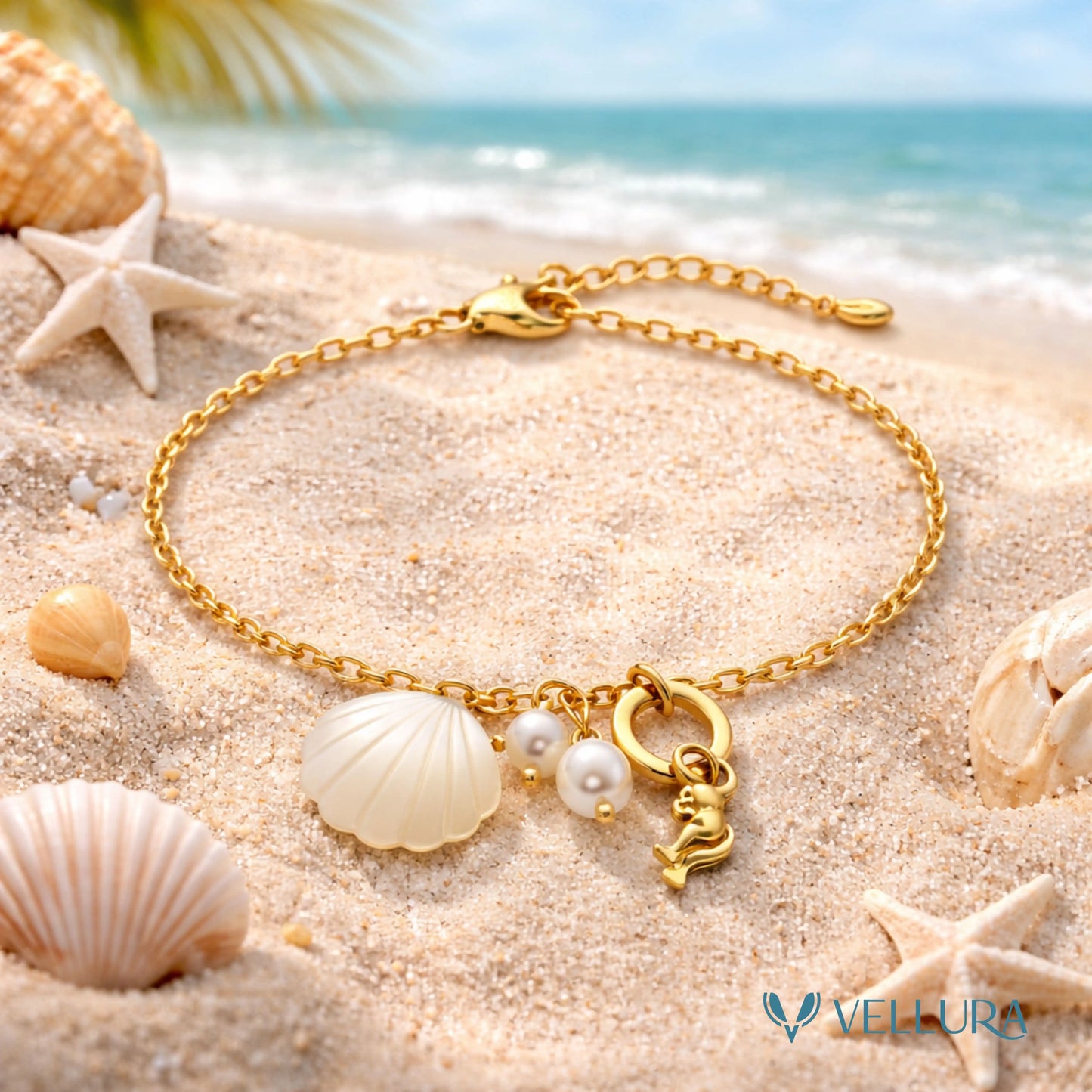 Gold Shell Charm Bracelet