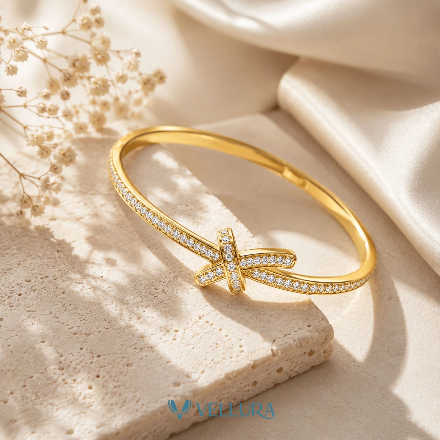 Gold Plated Studded Bow Bracelet
