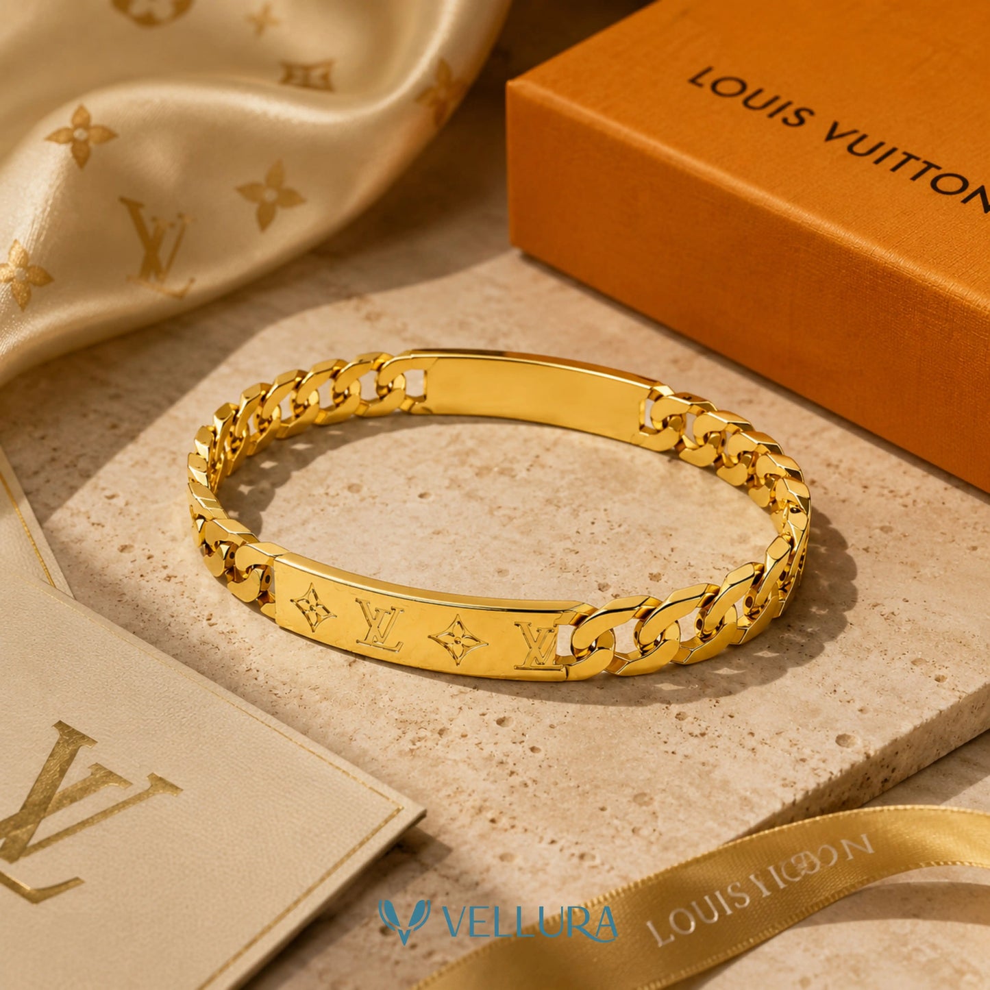 LV' Inspired Gold Chain Bracelet