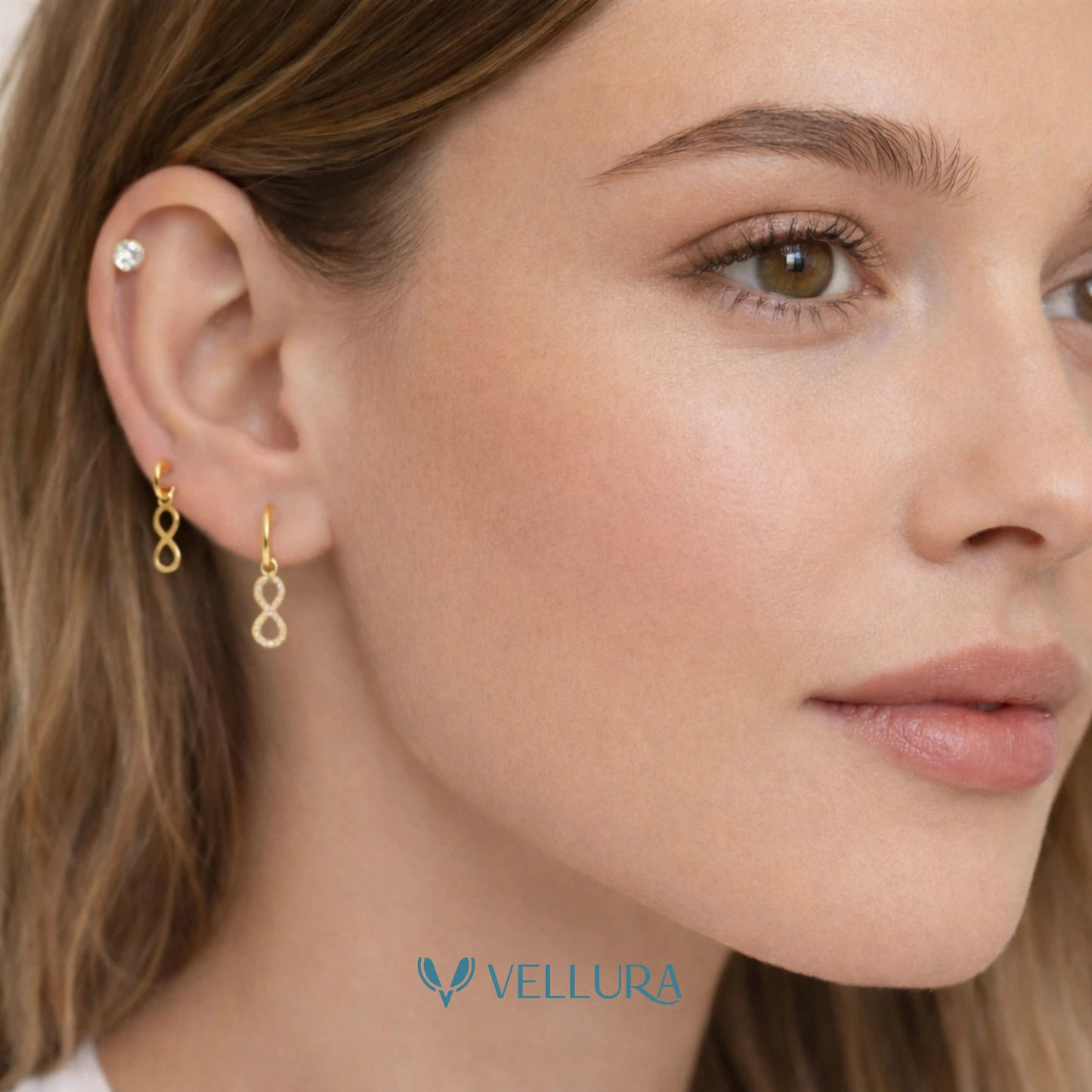 Infinity Earring Combo Set with Studs & Hoop Charms