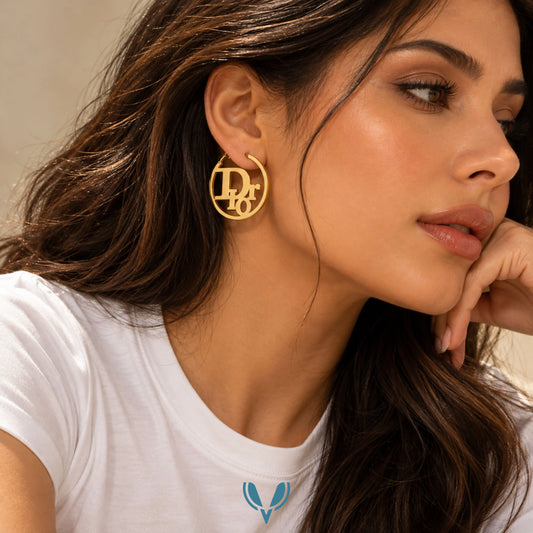 Gold Monogram Hoop Earrings
