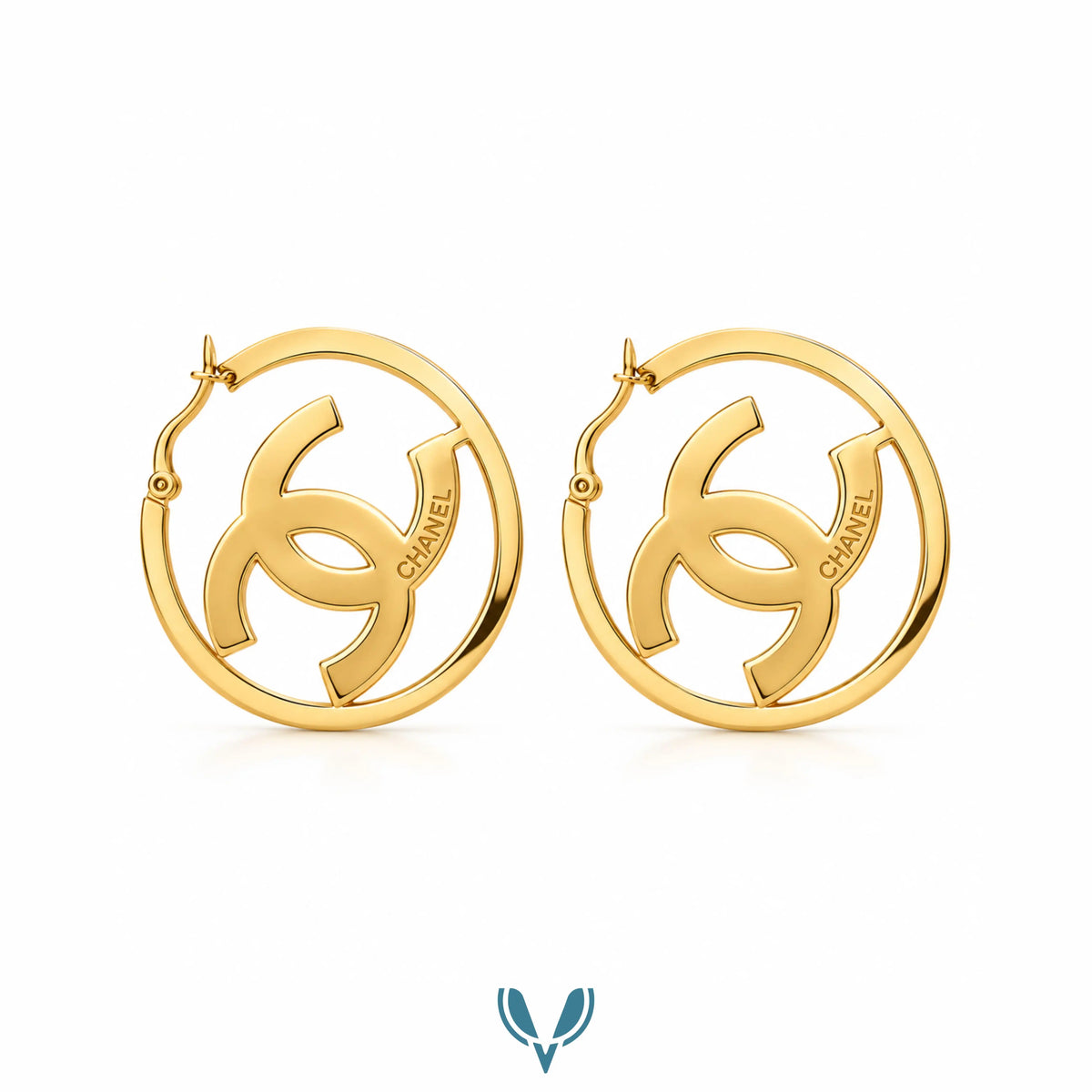Gold Interlocking Logo Hoop Earrings