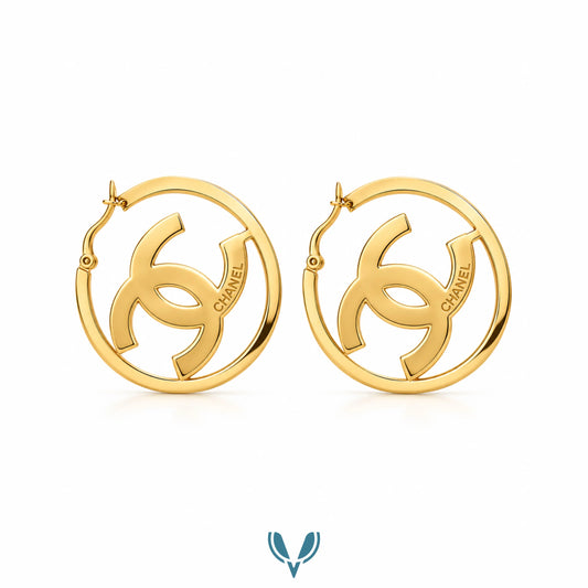 Gold Interlocking Logo Hoop Earrings