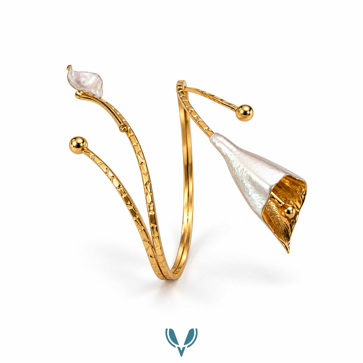 Gold Calla Lily Floral Arm Cuff