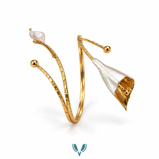 Gold Calla Lily Floral Arm Cuff