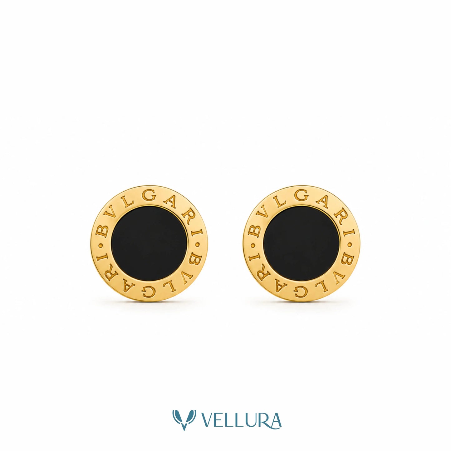 Designer Black Enamel Stud Earrings VEL-002