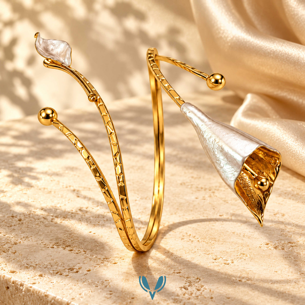 Gold Calla Lily Floral Arm Cuff
