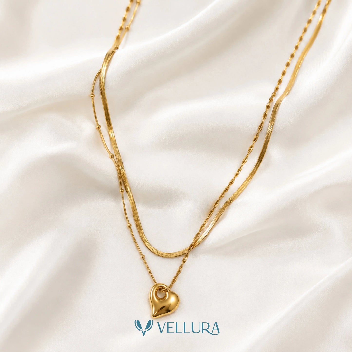 Layered Heart Pendant Necklace