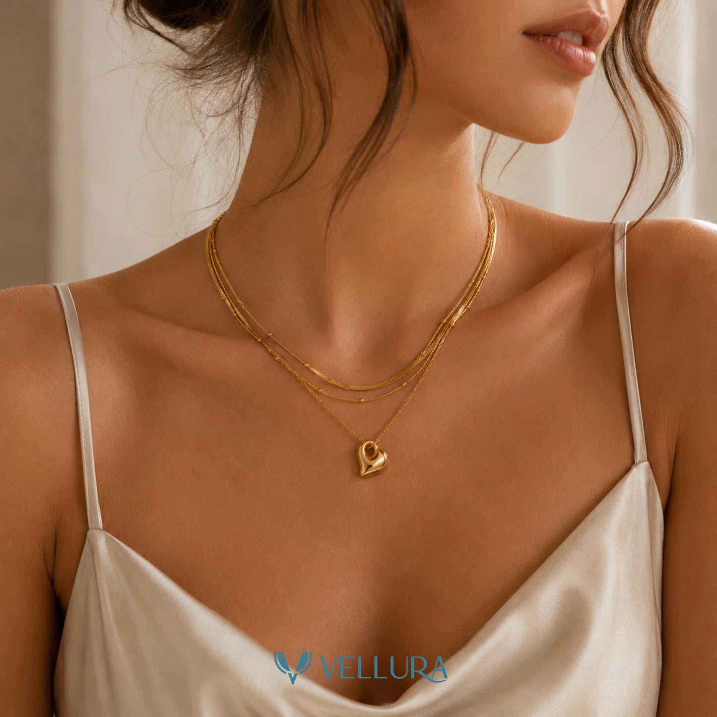 Layered Heart Pendant Necklace