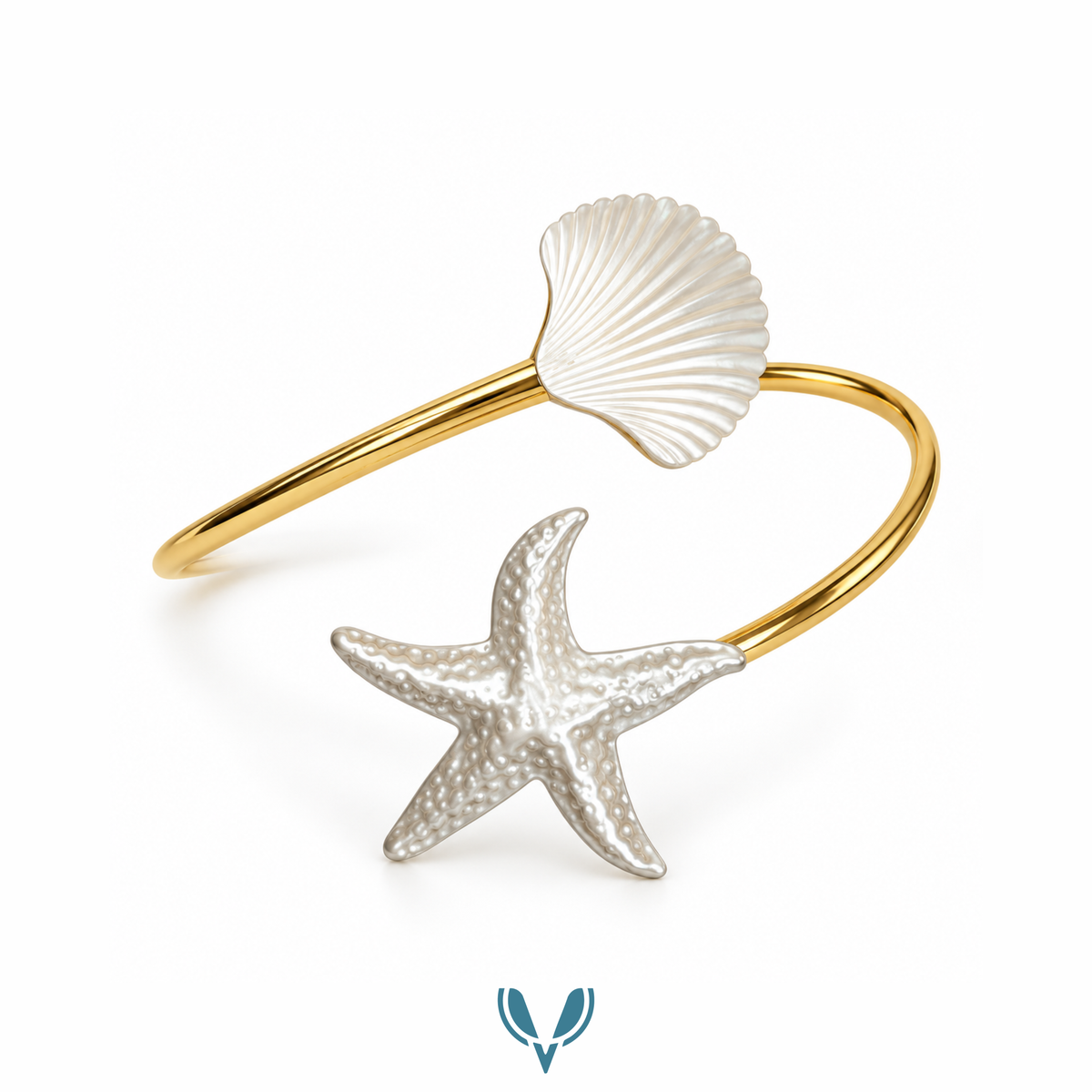 Gold Starfish & Shell Arm Cuff