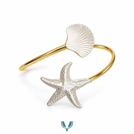 Gold Starfish & Shell Arm Cuff