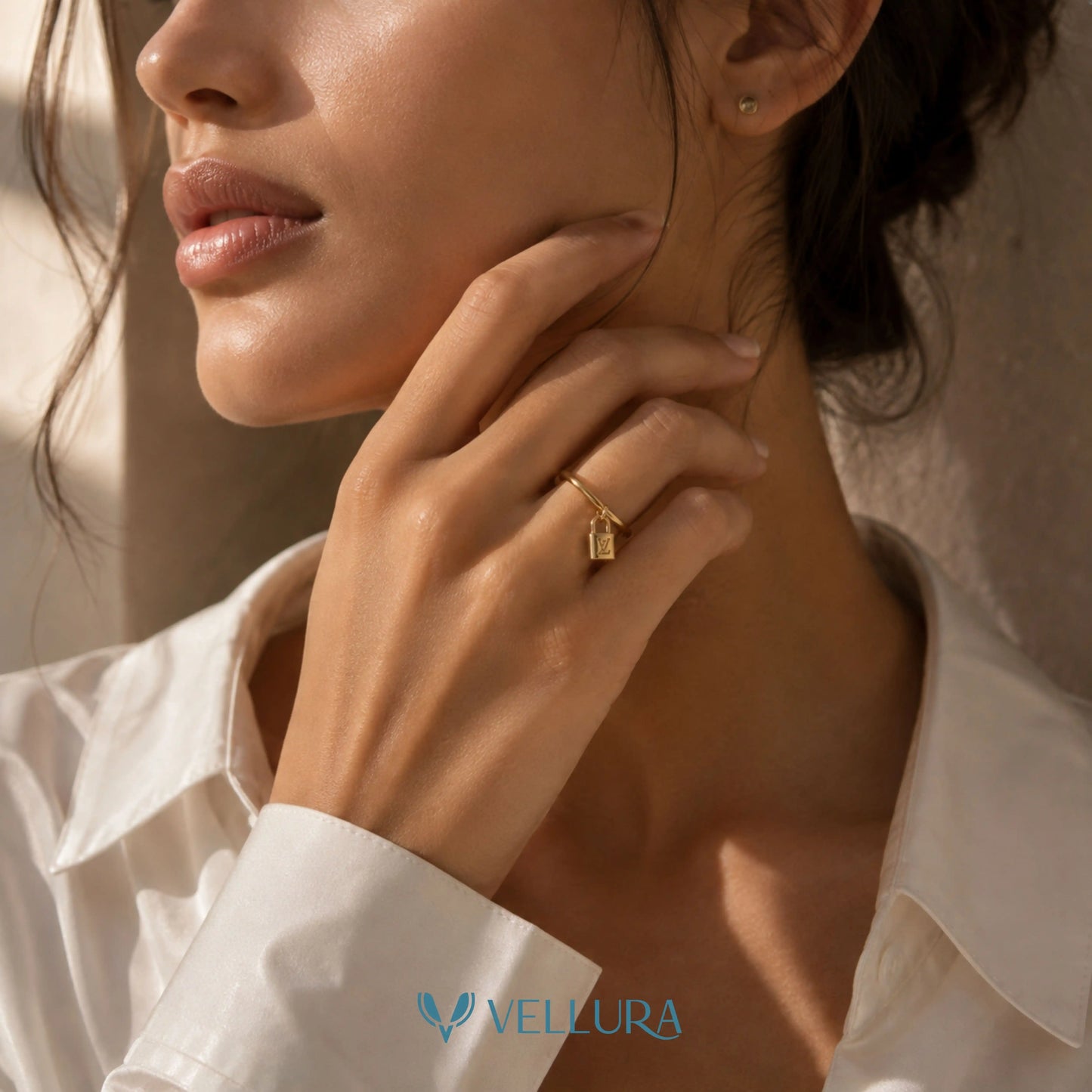 LV Inspired Padlock Ring