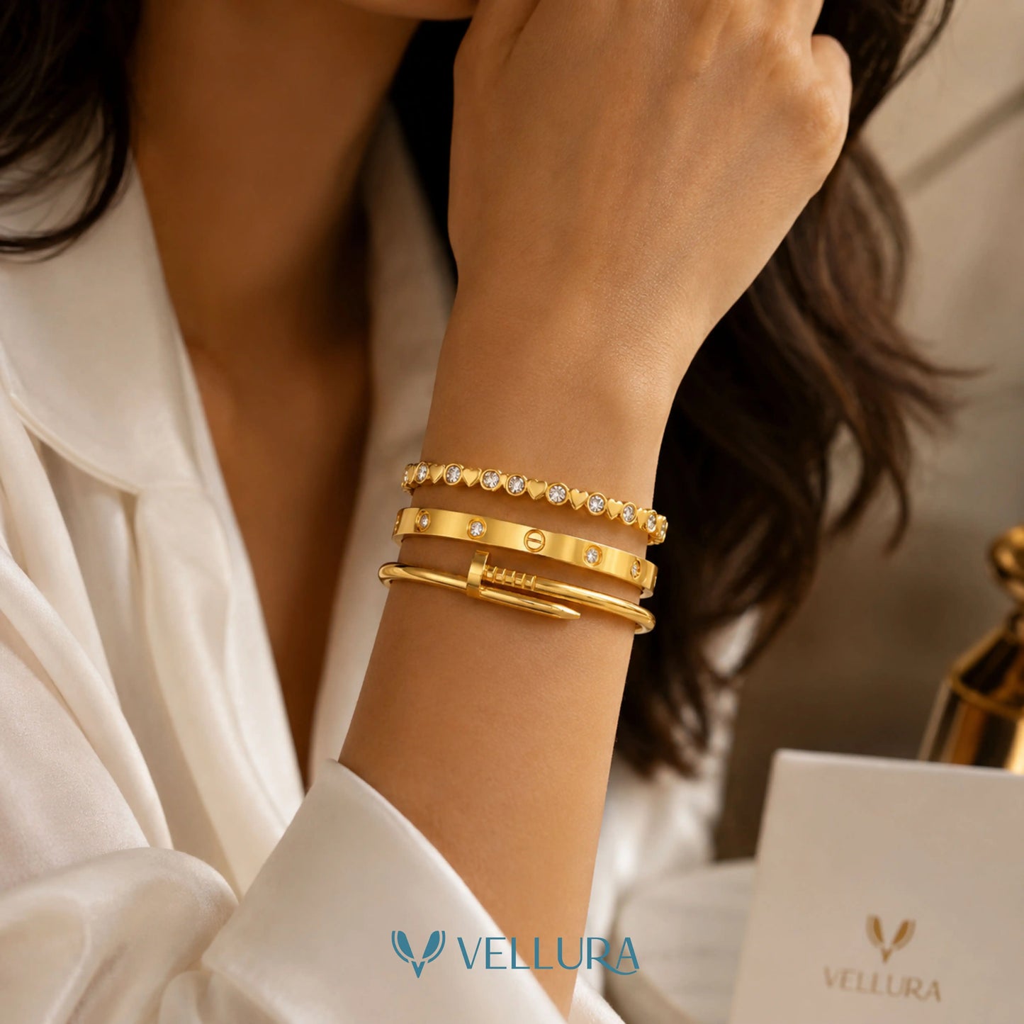 Gold Bracelet Stack 7
