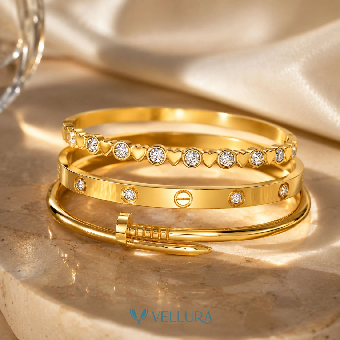 Gold Bracelet Stack 7