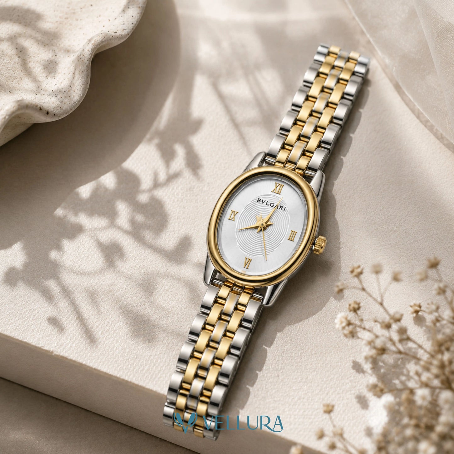 Elegant Dual Tone Watch-Bvalgari Insipred
