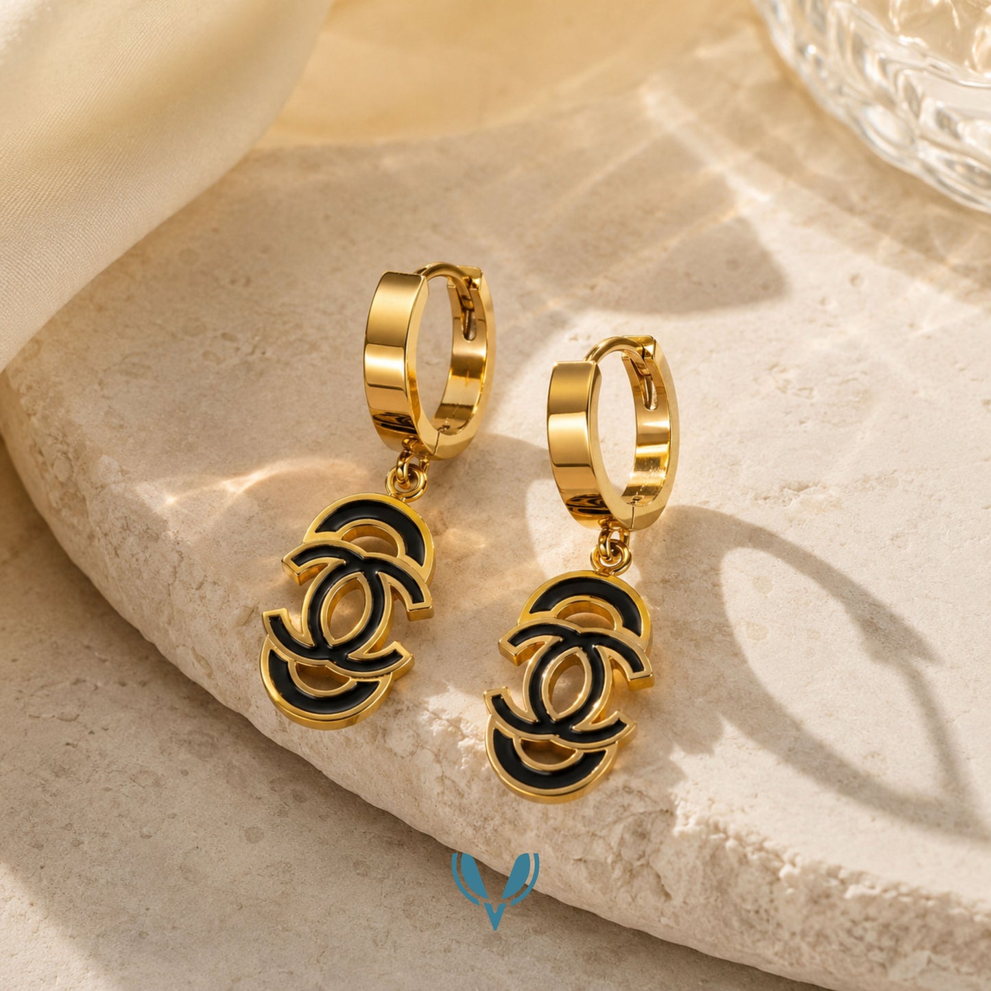 CC Inspired Black Hoop Earrings