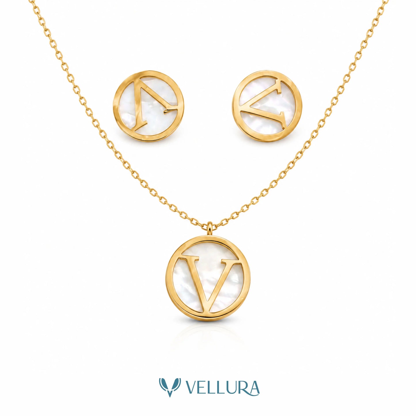 VALENTINO' Inspired Mother of Pearl Necklace Set