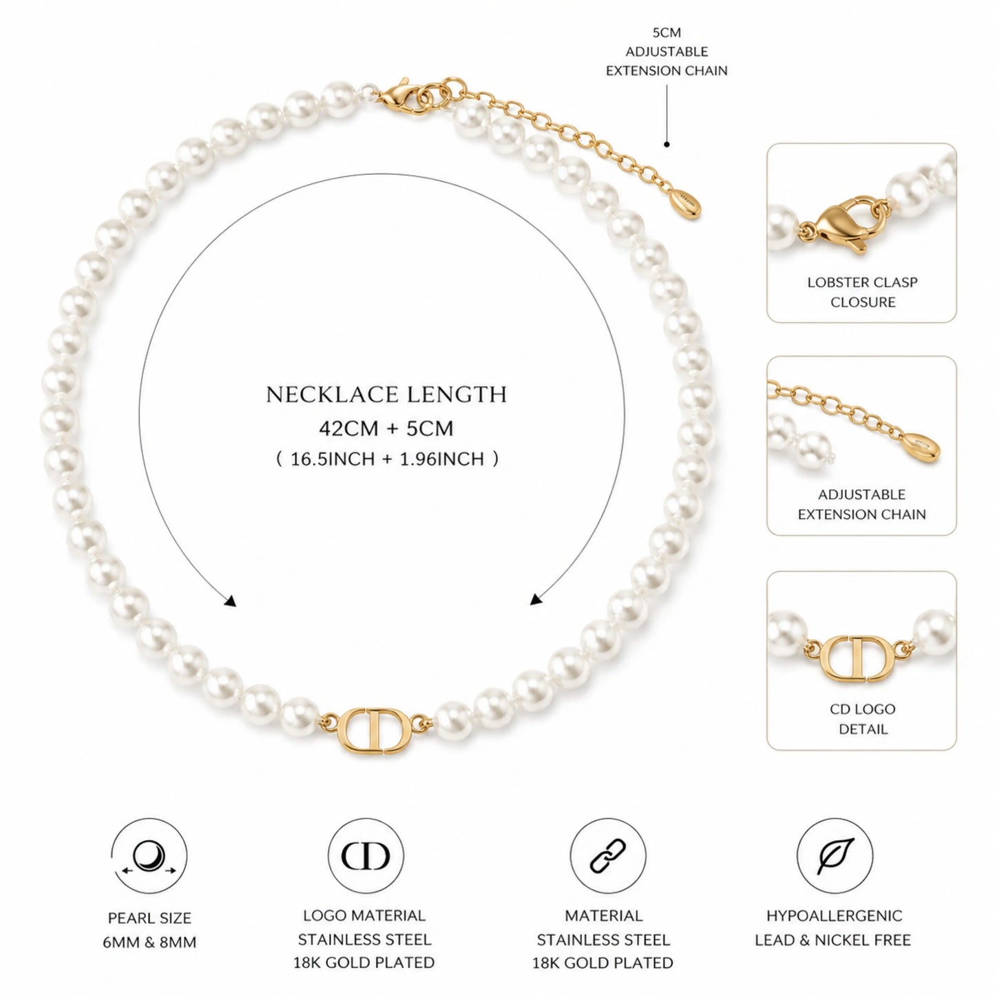 CD Inspired Pearl Necklace