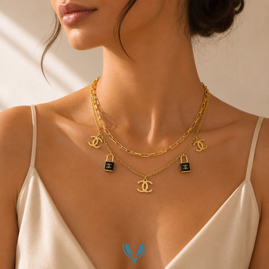Gold Layered CC Charm Necklace VEL-0001
